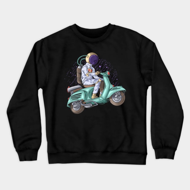 Astronaut on a Vespa to the moon Crewneck Sweatshirt by Astronaut.co